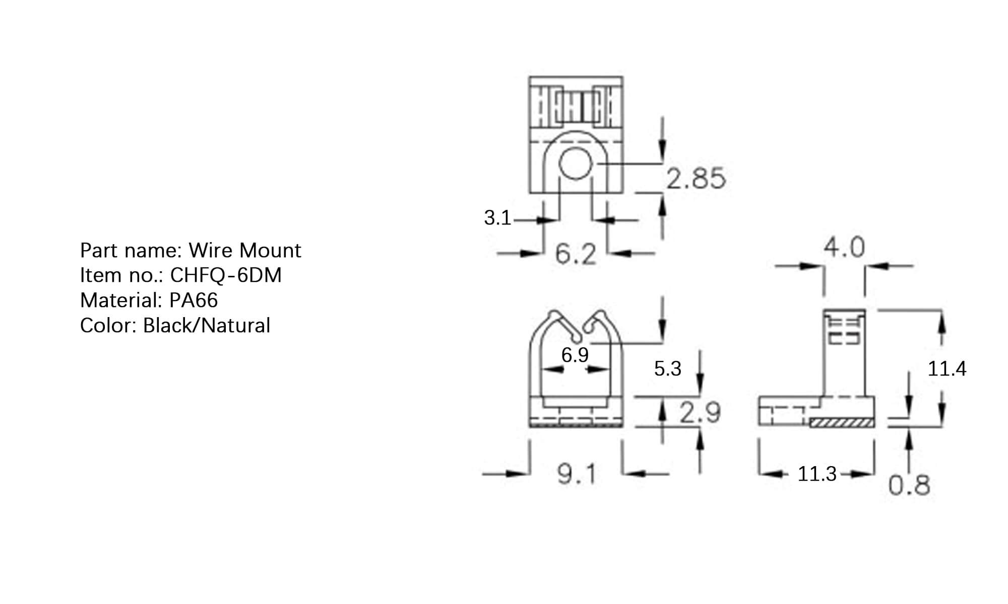 Plastic Wire Mount CHFQ-6DM